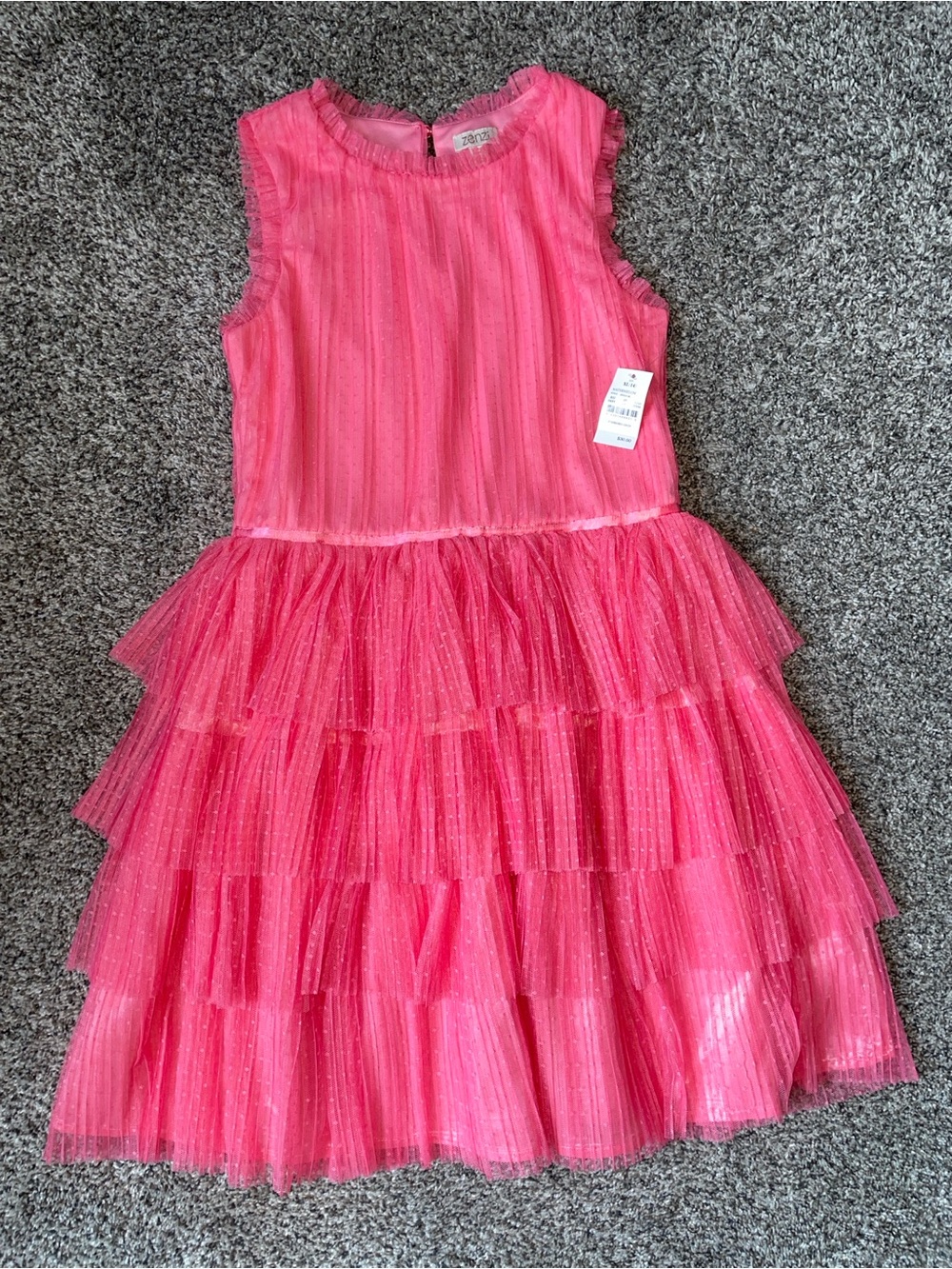 NWT ZENZI Hot Pink Ruffled Tulle Dress. Size XL (14). - Picture 1 of 5